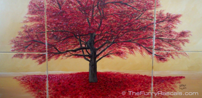 The Red Tree-Cyprus Gallery, painting in Acrylics by Jo